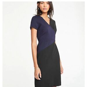 Ann Taylor Dress Ponte Colorblock Dress black navy